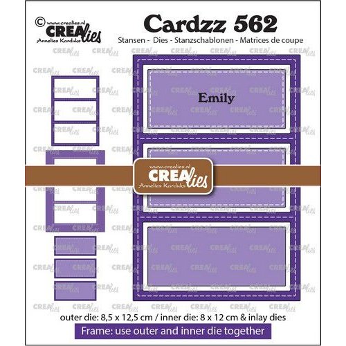 Crealies Crealies Cardzz Frame & Inlay Emily 3x rechthoek CLCZ562 8,5x12,5 - 8x12cm + inlay dies