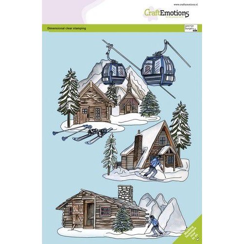 CraftEmotions CraftEmotions clearstamps A5 - Blokhutten en skilift GB Dimensional stamp