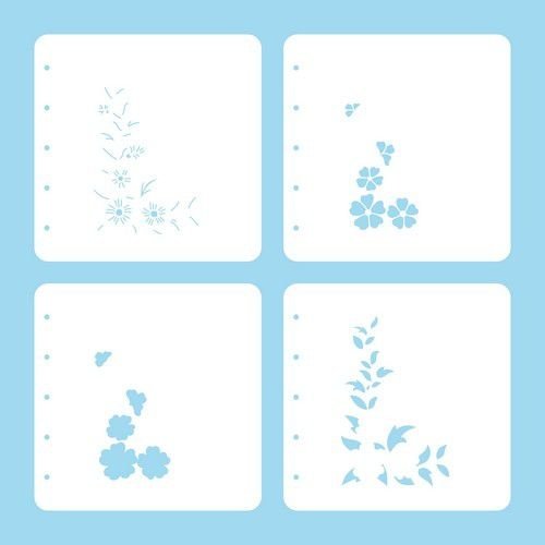 Nellie Snellen Nellie's Choice Layered combi stencil set of 4 - Bloemen 2 LLSDE004 150x150mm