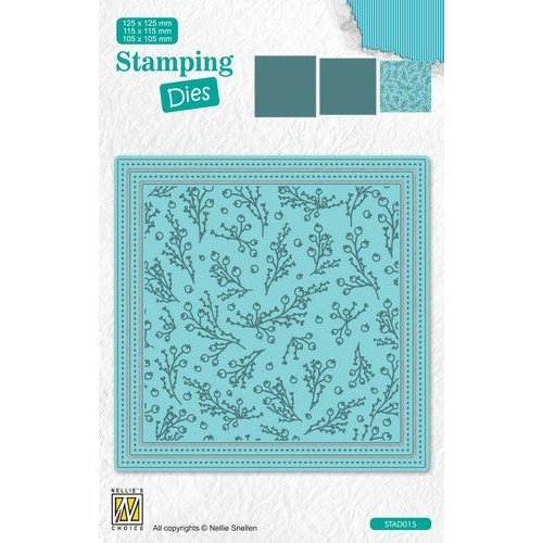 Nellie Snellen Nellie's Choice Stamping Die - Vierkant Tak met bessen STAD015 125x125mm