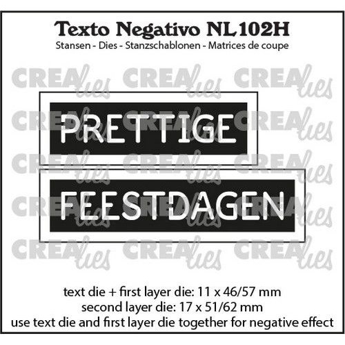 Crealies Crealies Texto NL: PRETTIGE FEESTDAGEN (horizontaal) NL102H max. 17x51/62mm