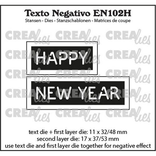 Crealies Crealies Texto EN: HAPPY NEW YEAR (horizontaal) EN102H max. 17x37/53mm