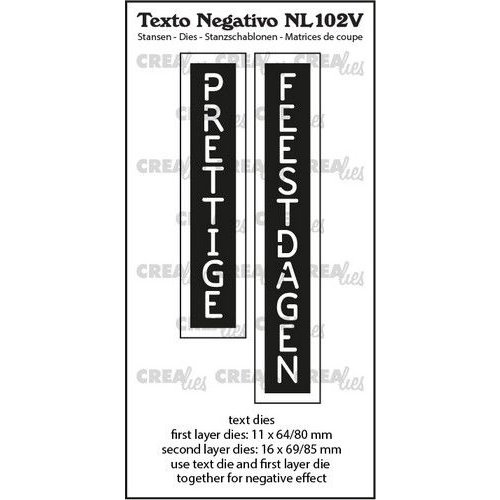 Crealies Crealies Texto NL: PRETTIGE FEESTDAGEN (verticaal) NL102V max. 16x69/85mm