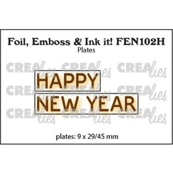 Crealies Foil, Emboss & Ink it! EN: HAPPY NEW YEAR (H) FEN102H plates: 9x29/45mm