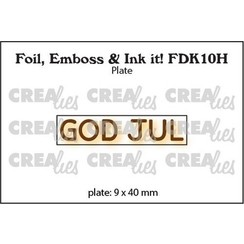 Crealies Foil, Emboss & Ink it! DK: GOD JUL (H) FDK10H plate: 9x40mm