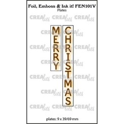 Crealies Foil, Emboss & Ink it! EN: MERRY CHRISTMAS FEN101V plates: 9x39/69mm