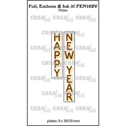 Crealies Crealies Foil, Emboss & Ink it! EN: HAPPY NEW YEAR FEN102V plates: 9x39/59mm