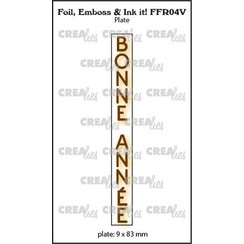 Crealies Foil, Emboss & Ink it! FR: BONNE ANNÉE FFR04V plate: 9x83mm