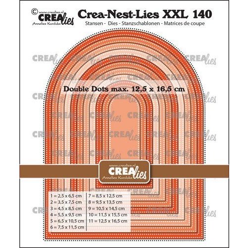Crealies Crealies Crea-nest-dies XXL Boog hoog dubbele stippenlijn CLNESTXXL140 max. 12,5x16,5 cm