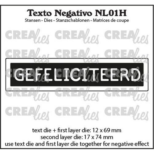 Crealies Crealies Texto Negativo Die GEFELICITEERD - NL (H) NL01H max. 17x74mm
