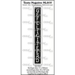 Crealies Texto Negativo Die GEFELICITEERD - NL (V) NL01V max. 16x107mm