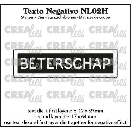Crealies Crealies Texto Negativo Die BETERSCHAP - NL (H) NL02H max. 17x64mm
