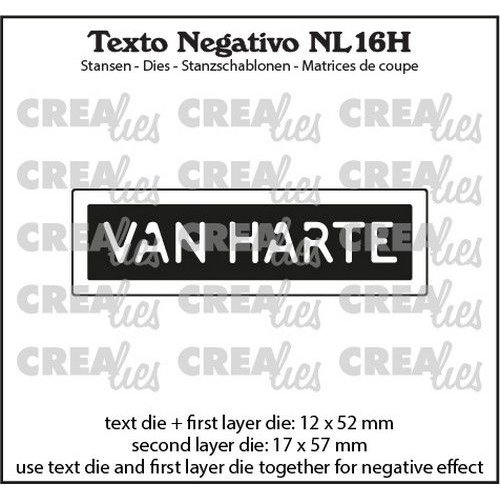 Crealies Crealies Texto Negativo Die VAN HARTE  - NL (H) NL16H max. 17x57mm