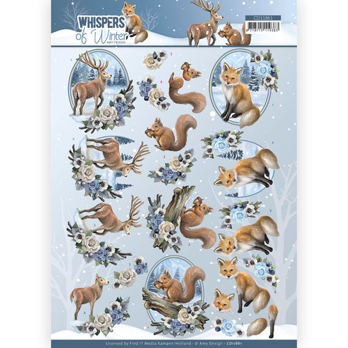 Amy Design CD11861 - 10 stuks knipvel - Amy Design - Whispers of Winter - Forest Animals
