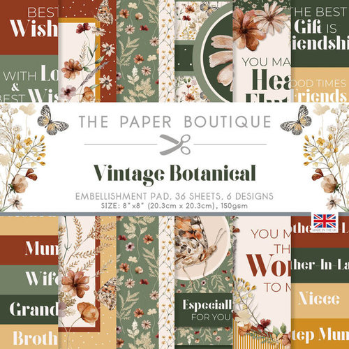 PB1925 - The Paper Boutique Vintage Botanical 8x8 Embellishments Pad