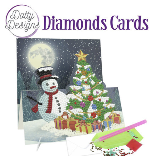 DDDC1142 - Dotty Designs Diamond Easel Card 142 - Snowman with Christmas Tree