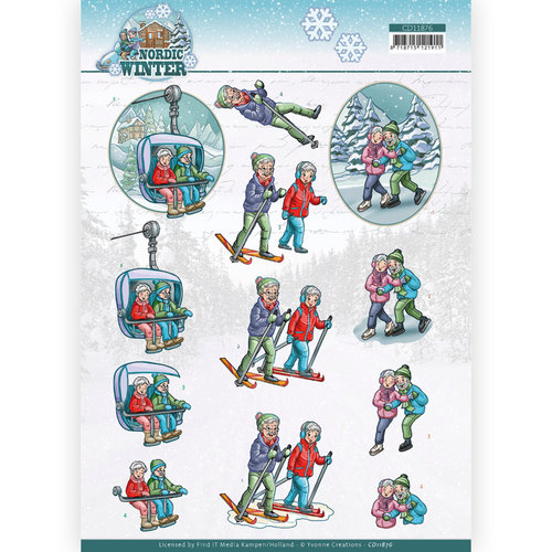 Yvonne Creations CD11876 - 10 stuks knipvel - Yvonne Creations - Funky Nanna – Nordic Winter - Wintersports