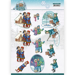 CD11878 - 10 stuks knipvel - Yvonne Creations - Funky Nanna – Nordic Winter - Ice Fishing