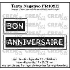 Crealies Texto FR: BON ANNIVERSAIRE (horizontaal) FR102H max.17x27/73mm