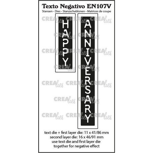 Crealies Crealies Texto EN: HAPPY ANNIVERSARY (verticaal) EN107V max.16x46/91mm