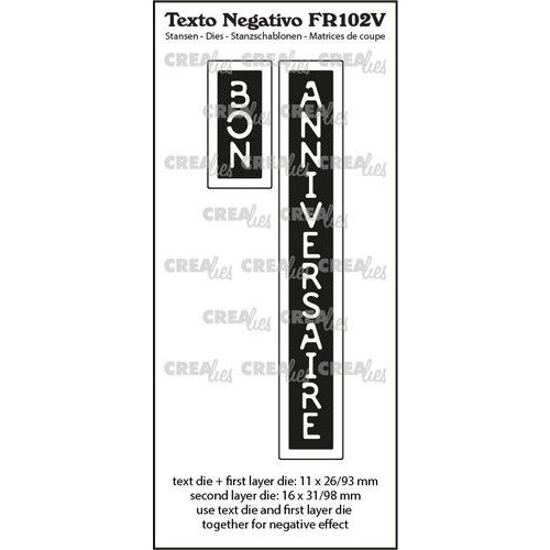 Crealies Crealies Texto FR: BON ANNIVERSAIRE (verticaal) FR102V max.16x31/98mm