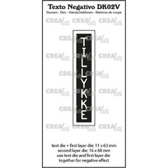 Crealies Texto DK: TILLYKKE (verticaal) DK02V max.16x68mm