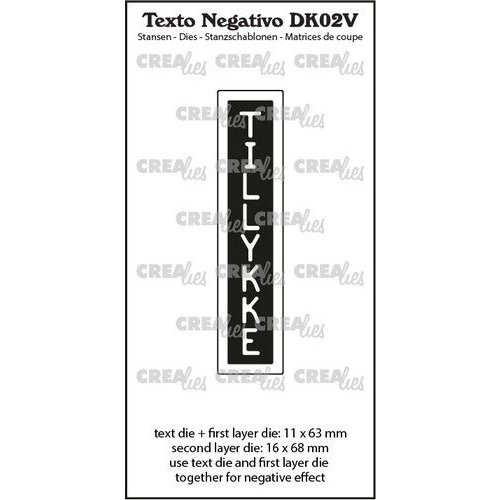 Crealies Crealies Texto DK: TILLYKKE (verticaal) DK02V max.16x68mm