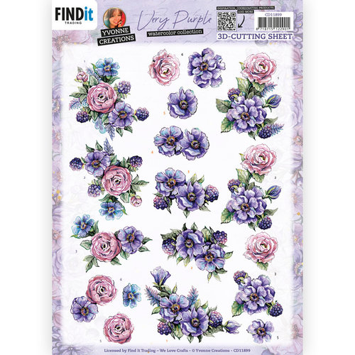 Yvonne Creations CD11899 - 10 stuks knipvel - Yvonne Creations - Very Purple - Blackberries