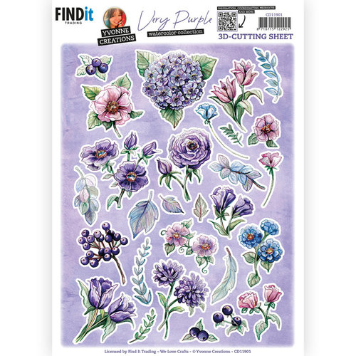 Yvonne Creations CD11901 - 10 stuks knipvel - Yvonne Creations - Very Purple - Small Elements B