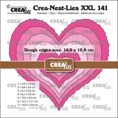 Crealies Crea-nest-dies XXL Hart met ruwe randen CLNESTXXL141 max 14,0x12,9cm