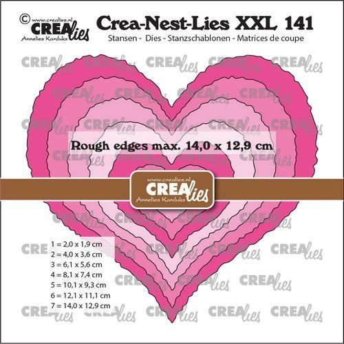 Crealies Crealies Crea-nest-dies XXL Hart met ruwe randen CLNESTXXL141 max 14,0x12,9cm