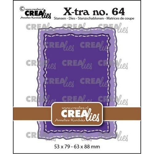 Crealies Crealies Xtra no. 64 ATC ruwe randen met stiksteeklijn CLXtra64 53x79 - 63x88mm