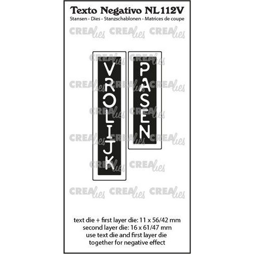 Crealies Crealies Texto Negativo VROLIJK PASEN - NL (V) NL112V max 16x61/47mm