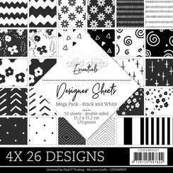 CDDSMP007 - Card Deco Essentials - Designer Sheets Mega Pack - Black and White