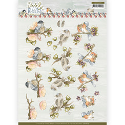 CD11879 - 10 stuks Knipvel- Precious Marieke - Birds and Berries - Cranberries