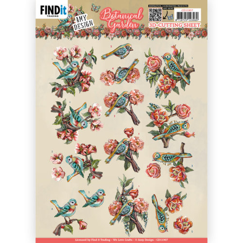 Amy Design CD11907 - 10 stuks knipvel - Amy Design - Botanical Garden - Colorful Birds