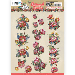 CD11908 - 10 stuks knipvel - Amy Design - Botanical Garden - Red Protea