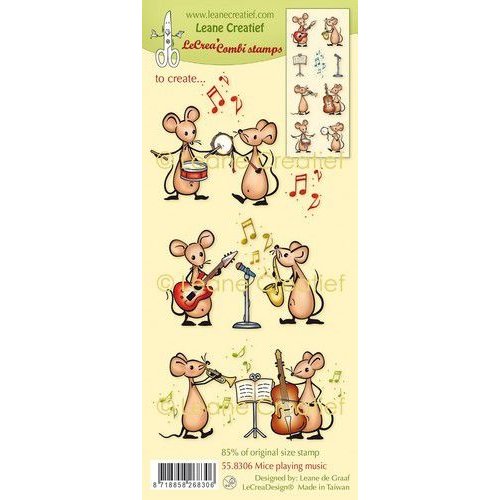 Leane Creatief 558306 - LeCrea -  combi clear stamp Mice spelen Muziek