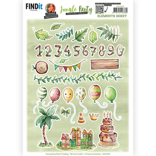 Yvonne Creations CD11918 - 10 stuks knipvel - Yvonne Creations - Jungle Party - Small Elements - A