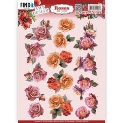 CD11922 - HJ21701 - 10 stuks knipvel - Amy Design - Roses Are Red - Roses