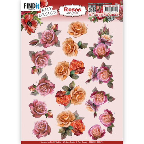 Amy Design CD11922 - HJ21701 - 10 stuks knipvel - Amy Design - Roses Are Red - Roses