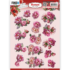 CD11923 - 10 stuks knipvel  - Amy Design - Roses Are Red - Peonies