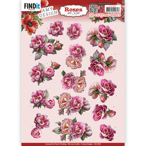 Amy Design CD11923 - 10 stuks knipvel  - Amy Design - Roses Are Red - Peonies