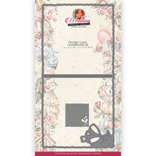 Yvonne Creations CDCD10138 - Mal - Yvonne Creations - Wedding - Frame Card Champagne Border 4K