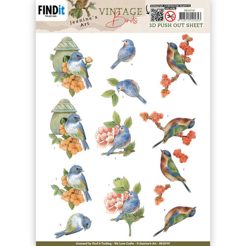 Jeanines Art SB10747 - Uitdrukvel - Jeanine's Art - Vintage Birds - Stone Bird House