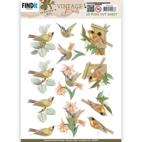 Jeanines Art SB10749 - Uitdrukvel - Jeanine's Art - Vintage Birds - Wooden Bird House