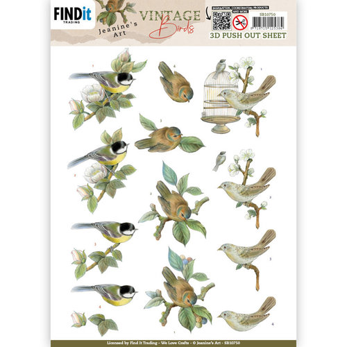 Jeanines Art SB10750 - HJ21801 - Uitdrukvel - Jeanine's Art - Vintage Birds - Birdcage