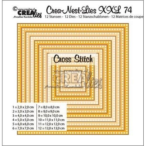 Crealies CLNestXXL74 - Crealies Crea-Nest-Lies XXL no 74 kruissteek vierkant max. 13x13 cm / CLNestXXL74