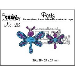 CLPartz 28 - Crealies Partz no. 28 2x libelle CLPartz 28 / 36x38-24x24mm