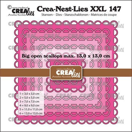 Crealies CLNestXXL147 - Crealies Crea-Nest-Lies XXL Vierkanten grote open schulprand CLNestXXL147 max. 13 x 13 cm